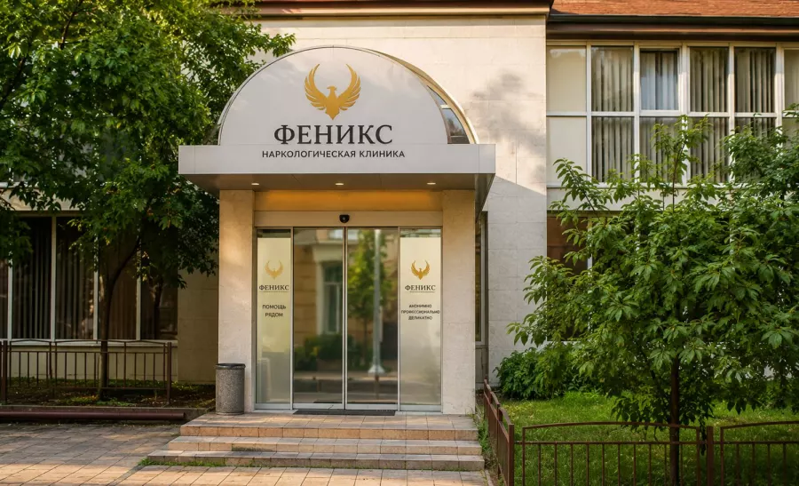 Вход в наркологическую клинику «Феникс» в Камызяке
